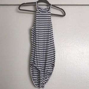 Splendid navy & white striped halter bodysuit